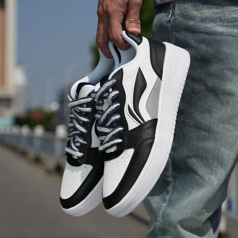 Li Ning Skateboard Shoes Men's Low Top White Black Blue White Shoelace AGCu567-1XD