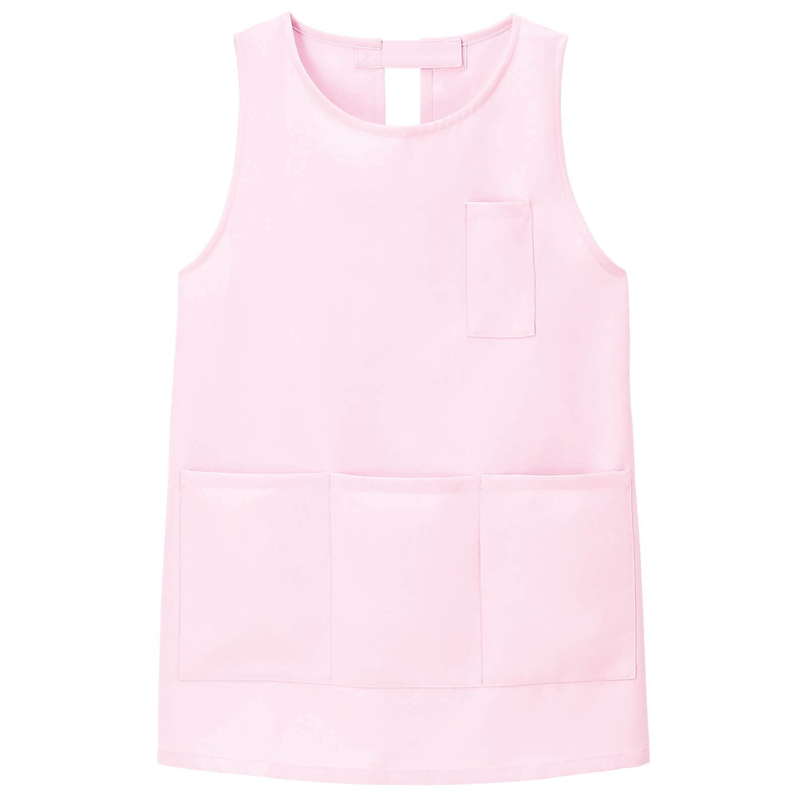 

Anfamie No-Iron Apron, Round, for Childcare Workers and Caregivers, Solid Color, with Large Pockets, Two-Button Closure, Sizes S-M, Pink