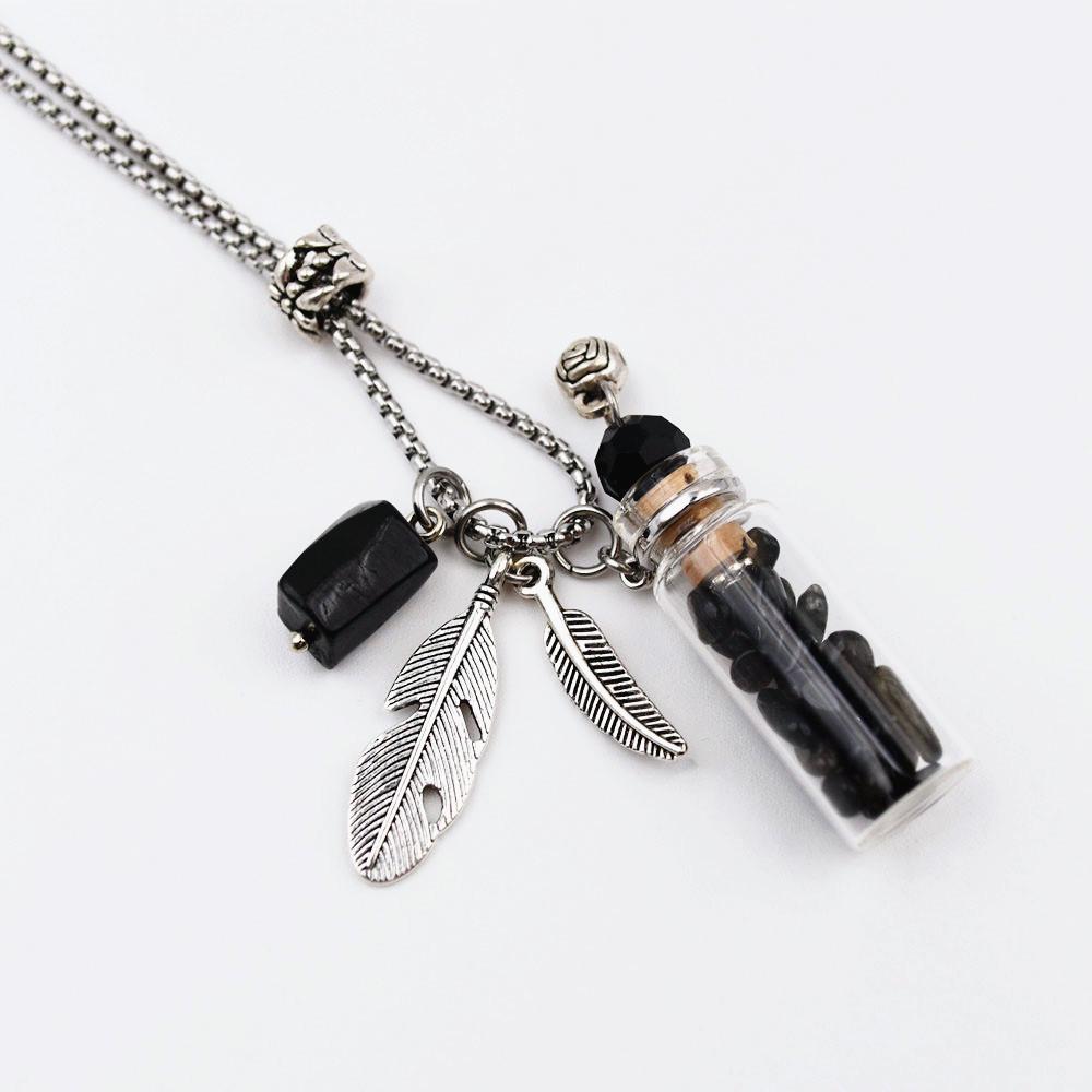Crystal Glass Essential Oil Pendant Necklace with Titanium Steel Chain