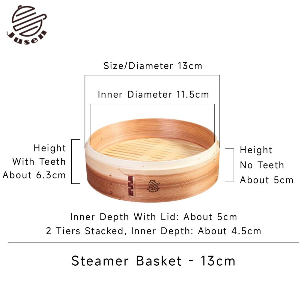 Wooden Cedar Bamboo Steamer Basket Handle 5-6L Capacity Gas Induction Ready for Dumpling Baby Bao Dim Sum Rice Potsticker