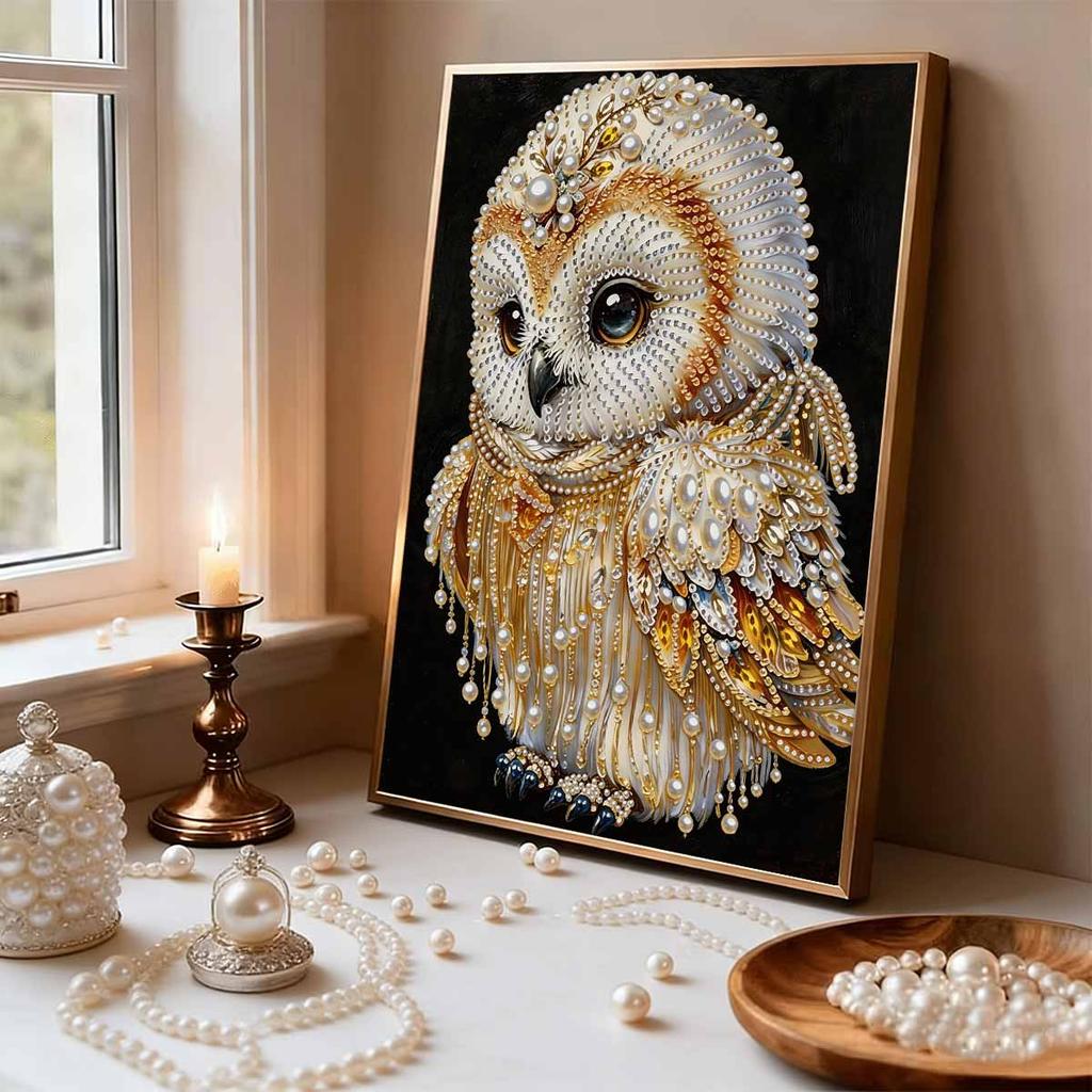 DIY Owl Pearl Art Painting for Adults/Beginners Gift Home Decor Pearl Gem Paintings Picture Arts Craft 30x40cm Without Frame