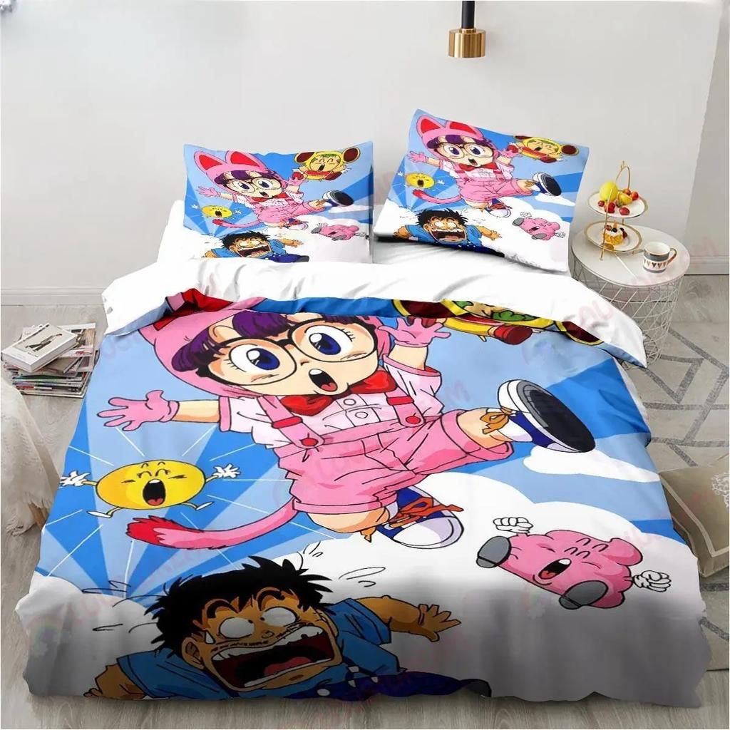 New Cute Cartoon DR Slump Arale Anime Bedding Set King Twin Double Microfiber Polyester Duvet Cover