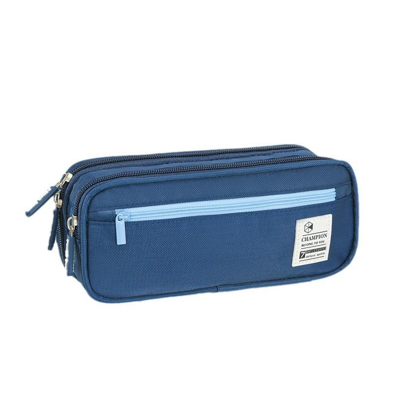 

Pencil Case with 3 Compartments, Canvas Zipper Pencil Pouch, Large Pencil bag, Big Pen Case Pouch Organizer for Adults, Pencil P синий
