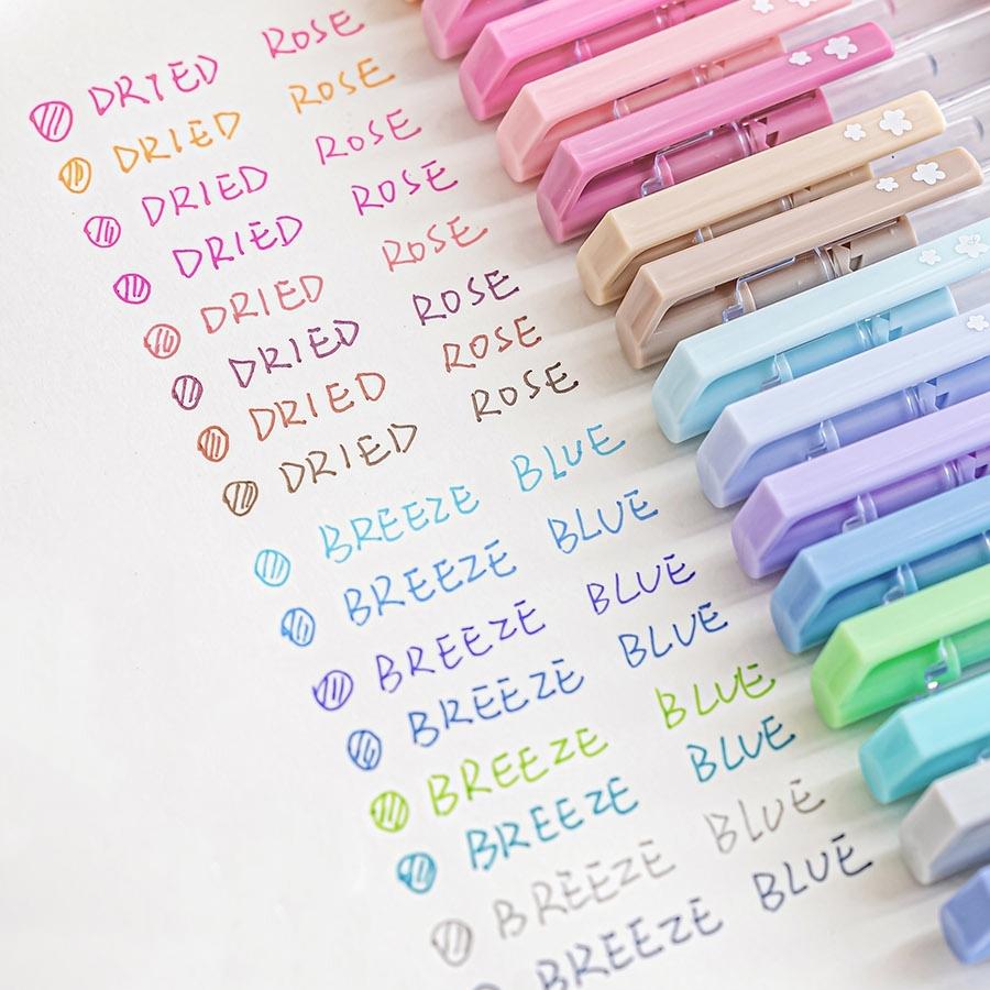 8pcs Seasons Color Neutral Pens Set Dried Rose & Breeze Blue Multi Colors 0.5mm Ballpoint for Writing Drawing