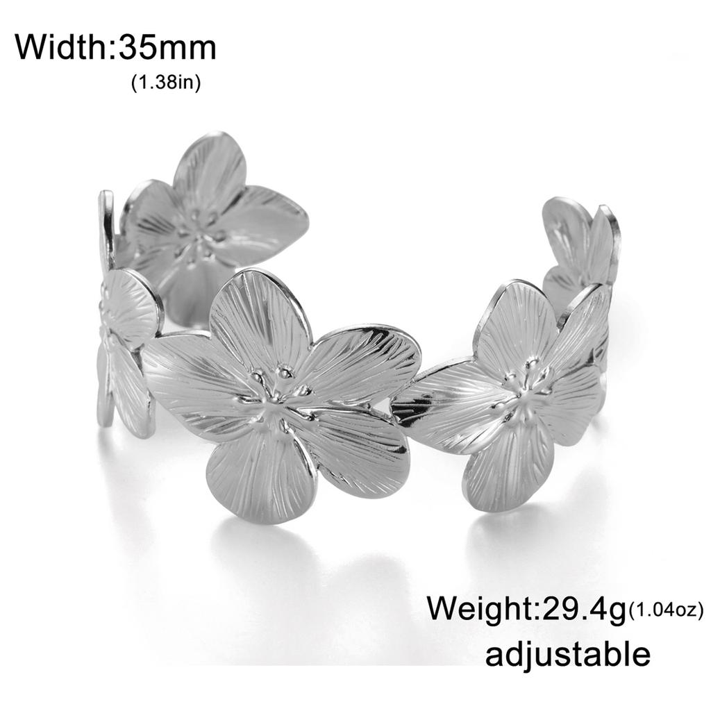  Elegant Flower Starfish Shell Bracelets for Women Summer Aesthetic Open Wide Bangle Party Wedding Jewelry Waterproof