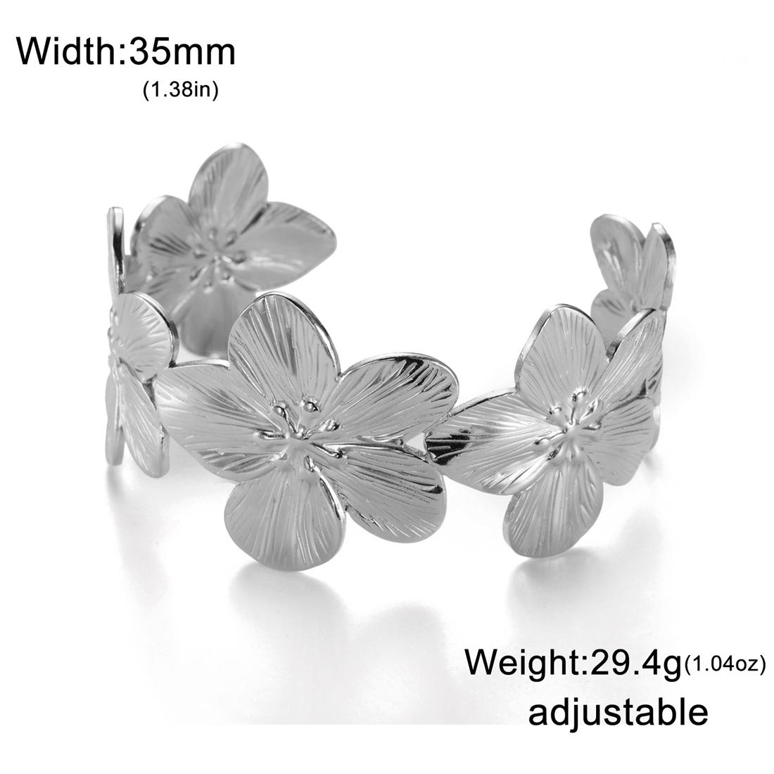 

Elegant Flower Starfish Shell Bracelets for Women Summer Aesthetic Open Wide Bangle Party Wedding Jewelry Waterproof