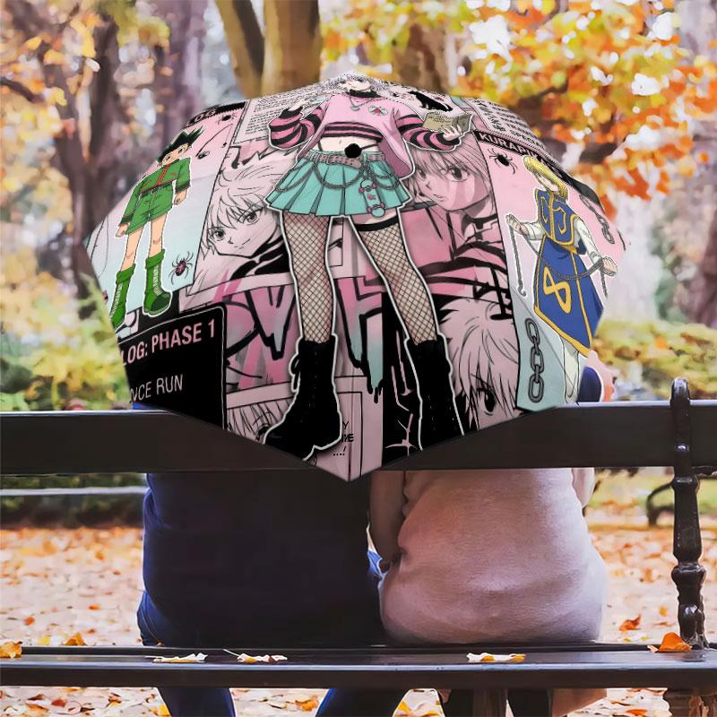 1 PC Automatic Folding Umbrella - Hunter X Hunter Pattern Portable Foldable Design With 8 Ribs Christmas Birthday Gifts