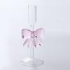 Clear Bow Candle Holder Party Decor Tall Glass Candlestick Holder Table Decoration Party Supplies Candlelight Dinner Props