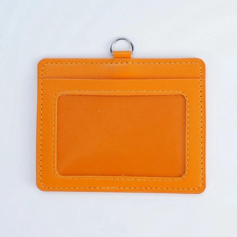 PU Leather ID Card Holder Horizon Style Student ID Pass Cover School Office Exhibition Badge Holder Porta Credencial Id Card