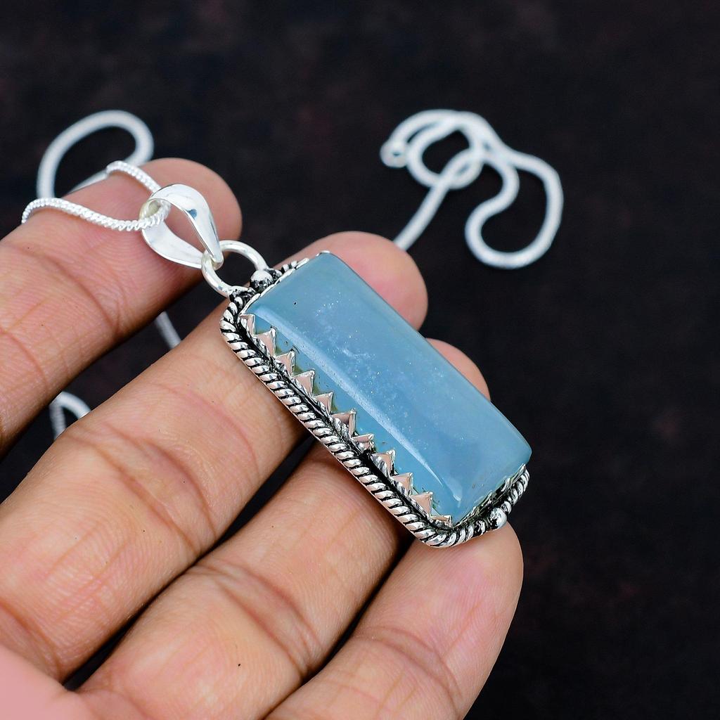 Aquamarine Pendant 925 Sterling Silver Handmade Pendant Amazing Gemstone Jewelry