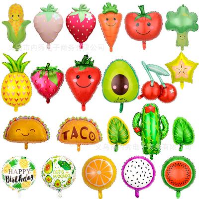 Mexican Summer Party Decorated Fruit Balloon Tropical Cactus Pineapple Watermelon Taco Strawberry Aluminum Balloon