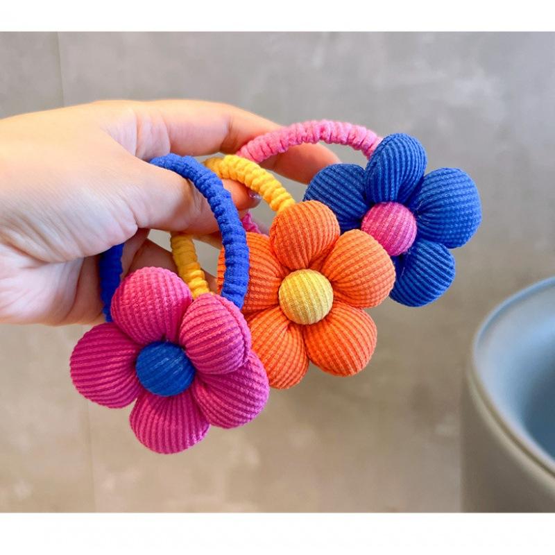 1PC New Sweet Fill Cotton Flowers Girls Elastic Hair Bands Cute Hair Ties Princess Hair Accessories Baby Headwear