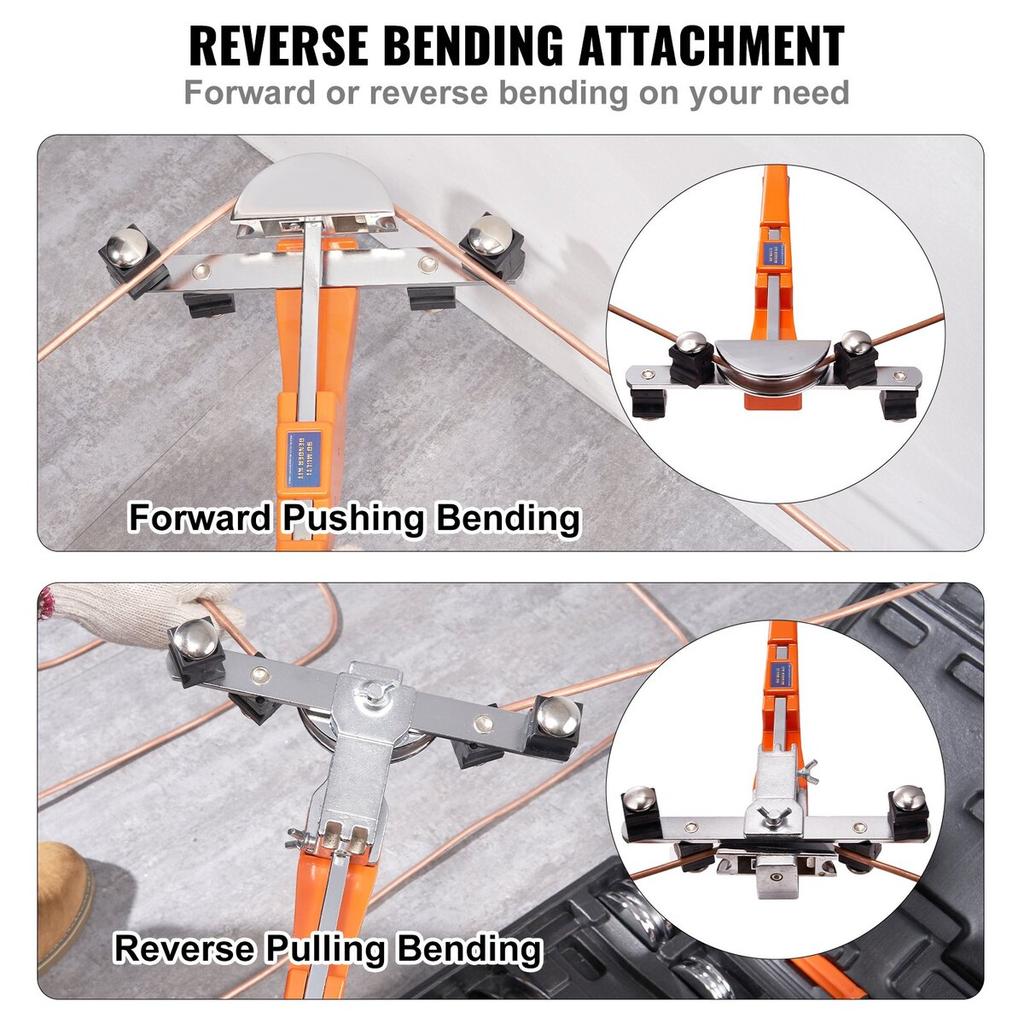 Pipe Tube Bender, 1/4"-7/8" Ratcheting Tubing Benders, 90° Forward/Reverse Pipes Bending Tools with 7 Dies for HVAC Air Conditioning Refrigerator