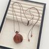 Traditional Chinese Style Wood Pendant Necklace with Sliding Knot Unique Flask Necklace Suitable for Adjustable Fit
