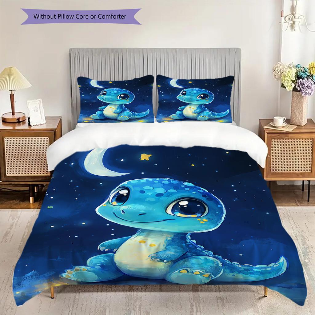 Dinosaurier-Muster Bettwäsche Steppdecke Set Bettbezug Kissenbezug Heimdekoration Geburtstagsgeschenk (1 Bettbezug + 2 Kissenbezüge, ohne Füllung)