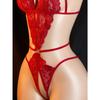 Red See Through Deep V Sexy Underwear Women One-piece Exotic Costumes Porn Hollow Crotchless Backless Erotic Bodysuit Lingerie