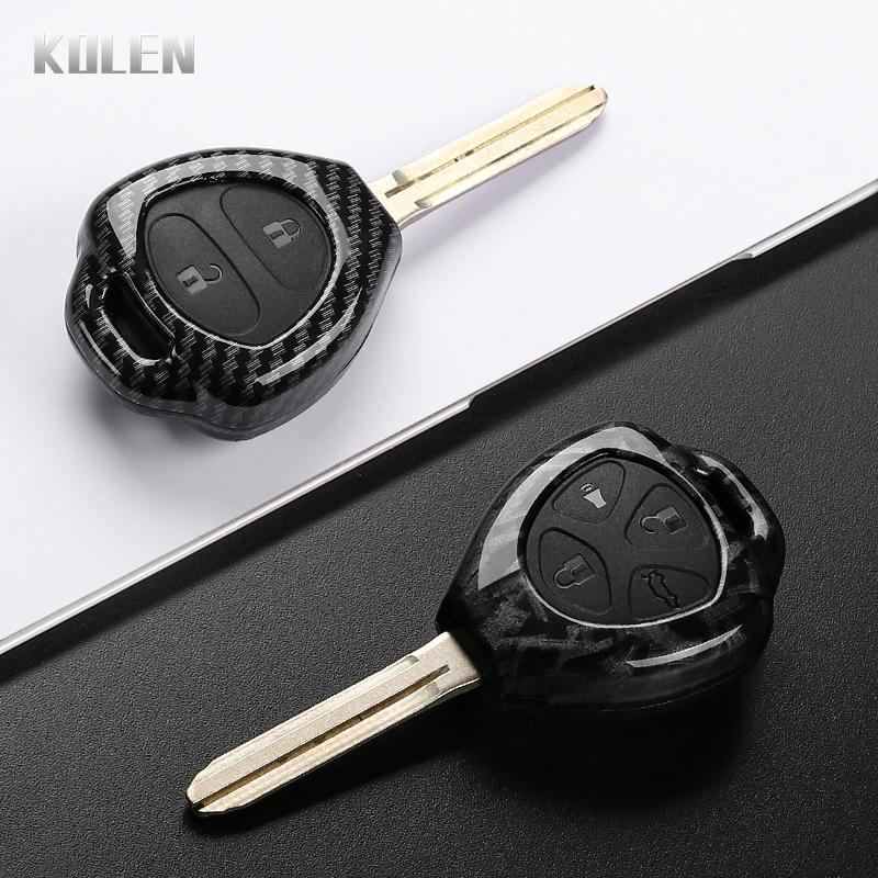 Abs Carbon Fiber Style Car Key Case Cover For Toyota Camry Avalon Corolla Matrix Rav4 Venza Yaris Replacement Protector Keychain