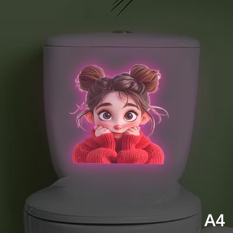 Glow-In-The-Dark Girl Dolphin Toilet Sticker Luminous Self-Adhesive Vinyl Wall Sticker Bathroom Wall Or Window Decoration