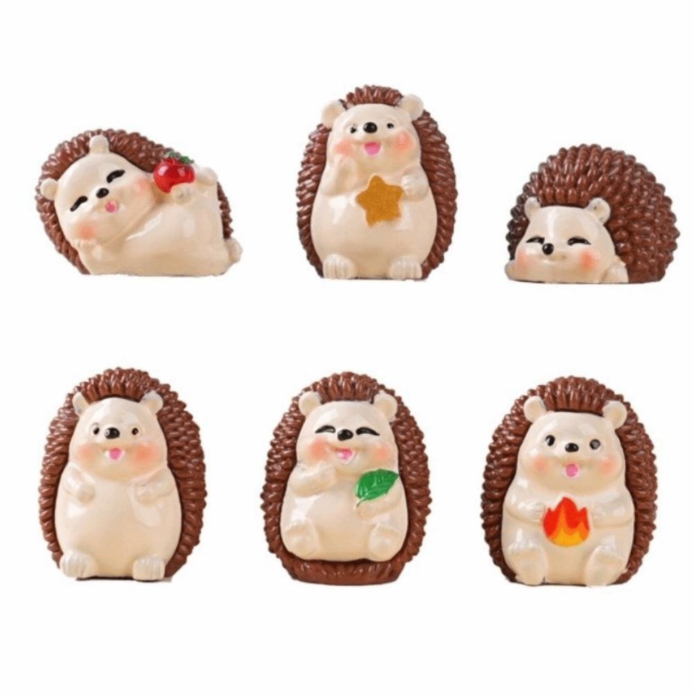 6 pcs Creative Hedgehog Figurines Resin Mini Hedgehog Sculpture  Car Interior Decor