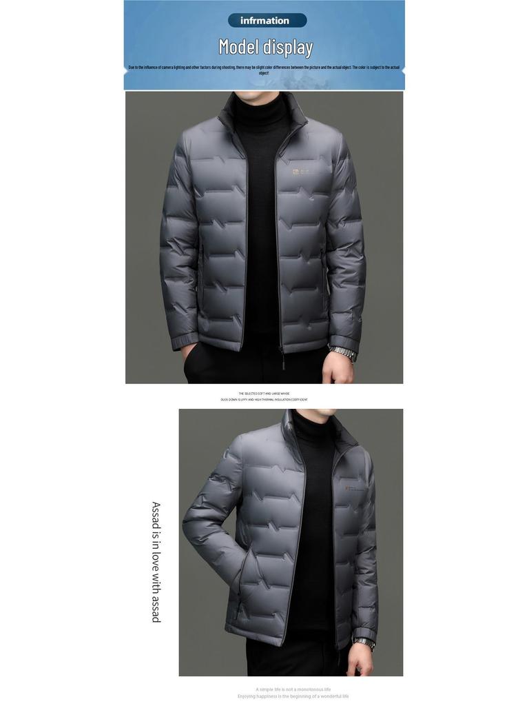 Romon Men's 2025 Stand-Up Collar Down Jacket - High-End, Versatile Business Casual Coat for Spring & Autumn.