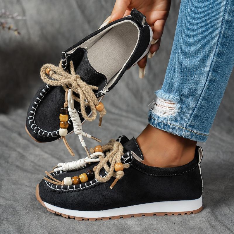 Women Flat Sneakers Lace-up Comfortable Shoes Women 2025 New Retro Style Leisure Shoes Spring Autumn Round Toe Sneakers Women