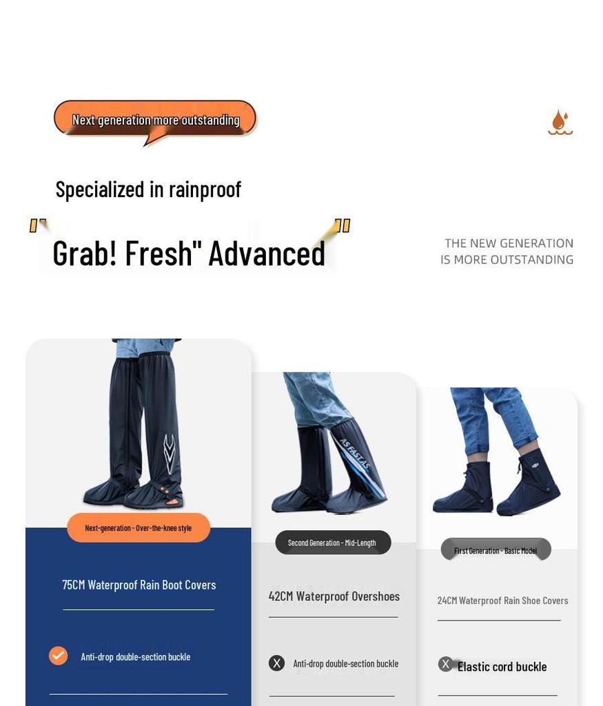 Copriscarpe da Pioggia Impermeabili Antiscivolo - Resistenti all'Usura, Protezione Sopra il Ginocchio per Uomo e Donna, Ideali per Ciclismo all'Aperto e Attività Marine.