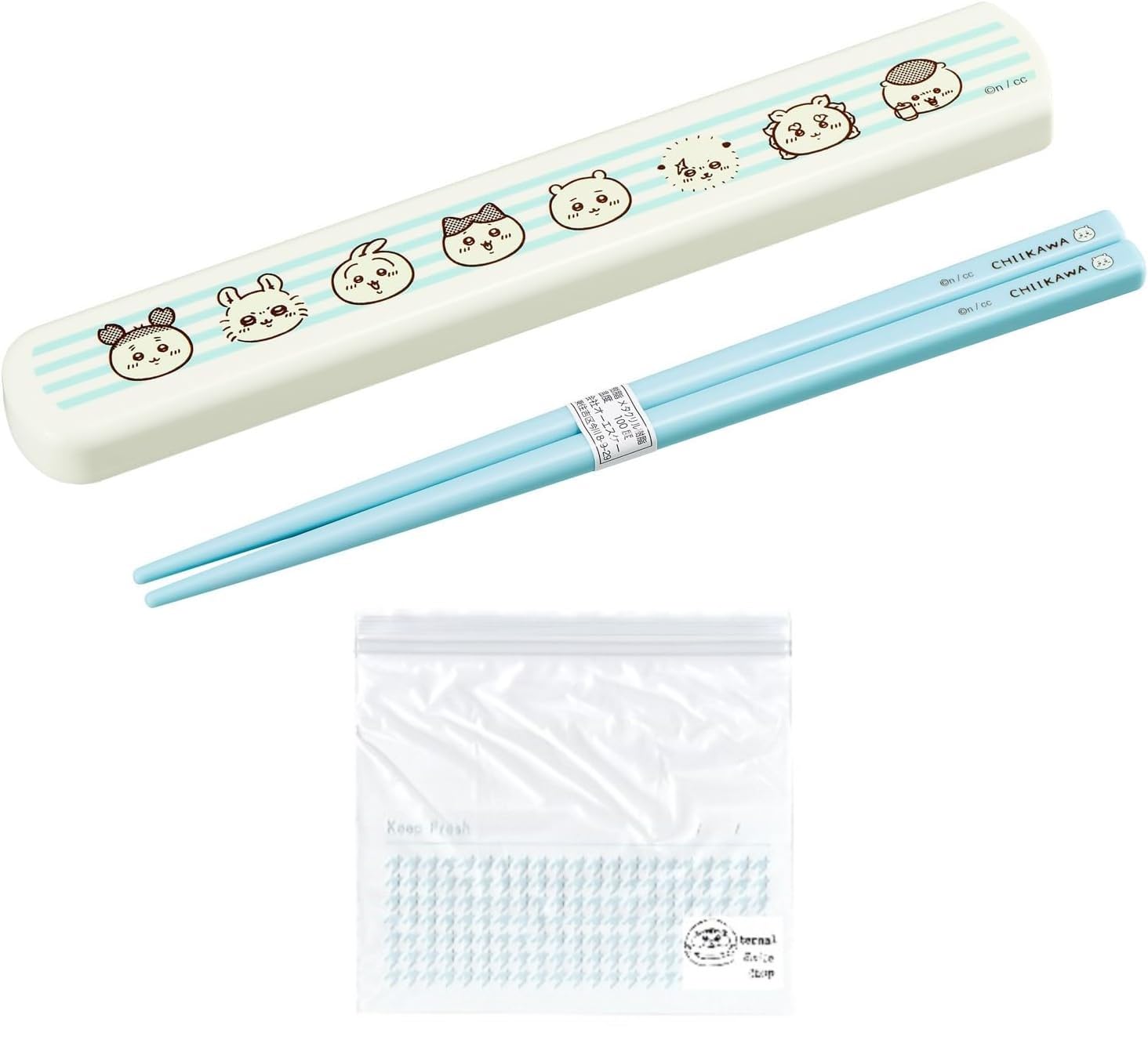 

Chiikawa Chopstick Set, Bento Box, Silent Chopsticks Case, Slide-Type, 19.5cm, Made in Japan, Dishwasher Safe, Face Set (Chopstick Set, Freezer Bag)