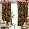 2D FLAT PRINTING 2pcs Curtains (Without Rod) Golden Ornate Design Fashionable Chic Curtains Machine Washable Fabric Curtains