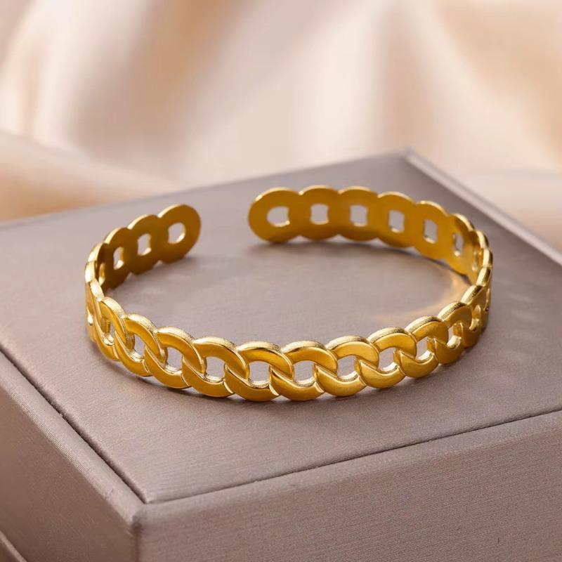 New Stainless Steel Golden Snake Bracelet Women's Wide Opening Fashion Jewelry Snake Shape