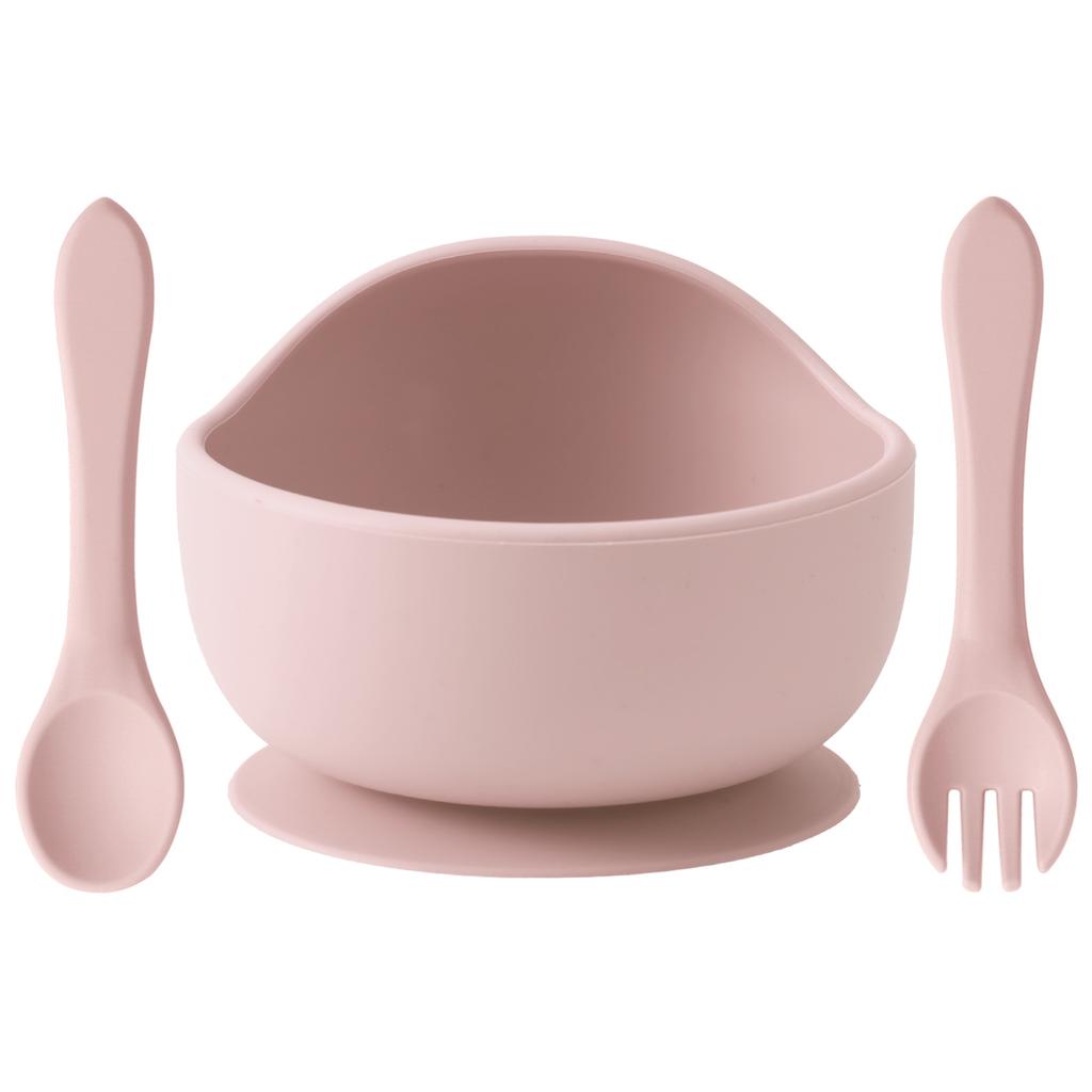 Color Kids 3-delat Silikon Baby Matset Sugskål BPA-fri Småbarn Självmatning Träningssked Gaffel Porslin Gåvor