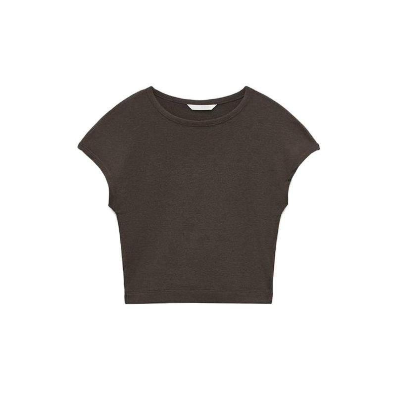 Spring New Women clothes Commuter Leisure Short sleeve Cotton and Modal Blended round Neck Short t-shirt 3641309