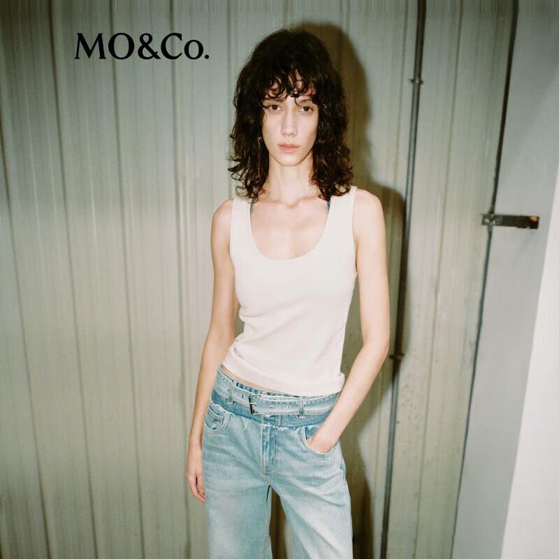 MO&Co. U-Neck Ribbed Lightweight Vest