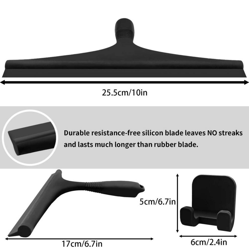 Shower Squeegee for Glass Doors Silicone Squeegee with Hook Bathroom Shower Mirrors Tiles and Car Windows Streak Free Cleaning