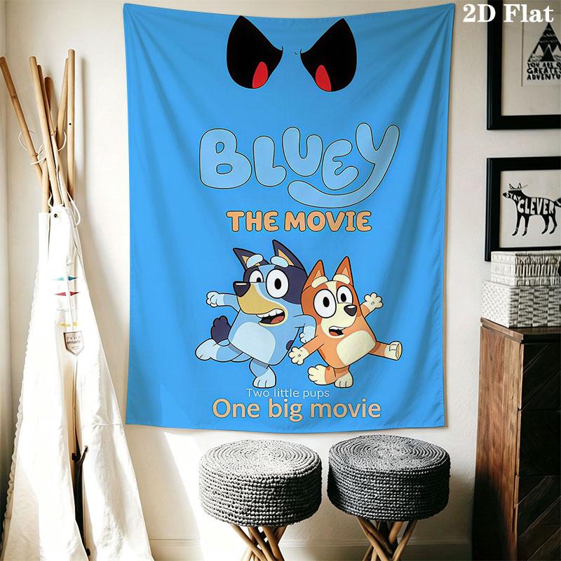 Bluey Cartoon Poster Wall Hanging Printed Fabric Blanket Decorative Tapestries for Bedroom Living Room Home Decor