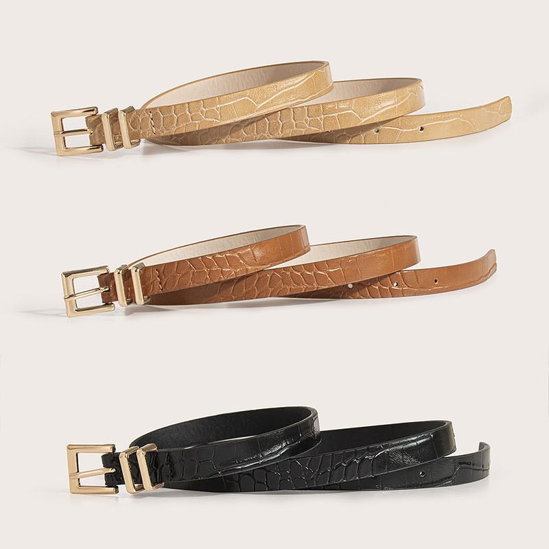 Crocodile Textured Womens Fashion Belt With Alloy Buckle For Business And Casual Wear