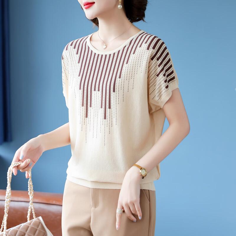Women's Summer Striped Knitted Short Sleeve T-Shirt