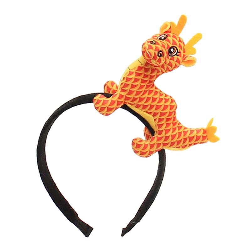 

Animal Doll Shaped Headband Mascots Dragon Theme Hairband Plush Hair Hoop Versatile Wash Hairband Ornament for Women 1