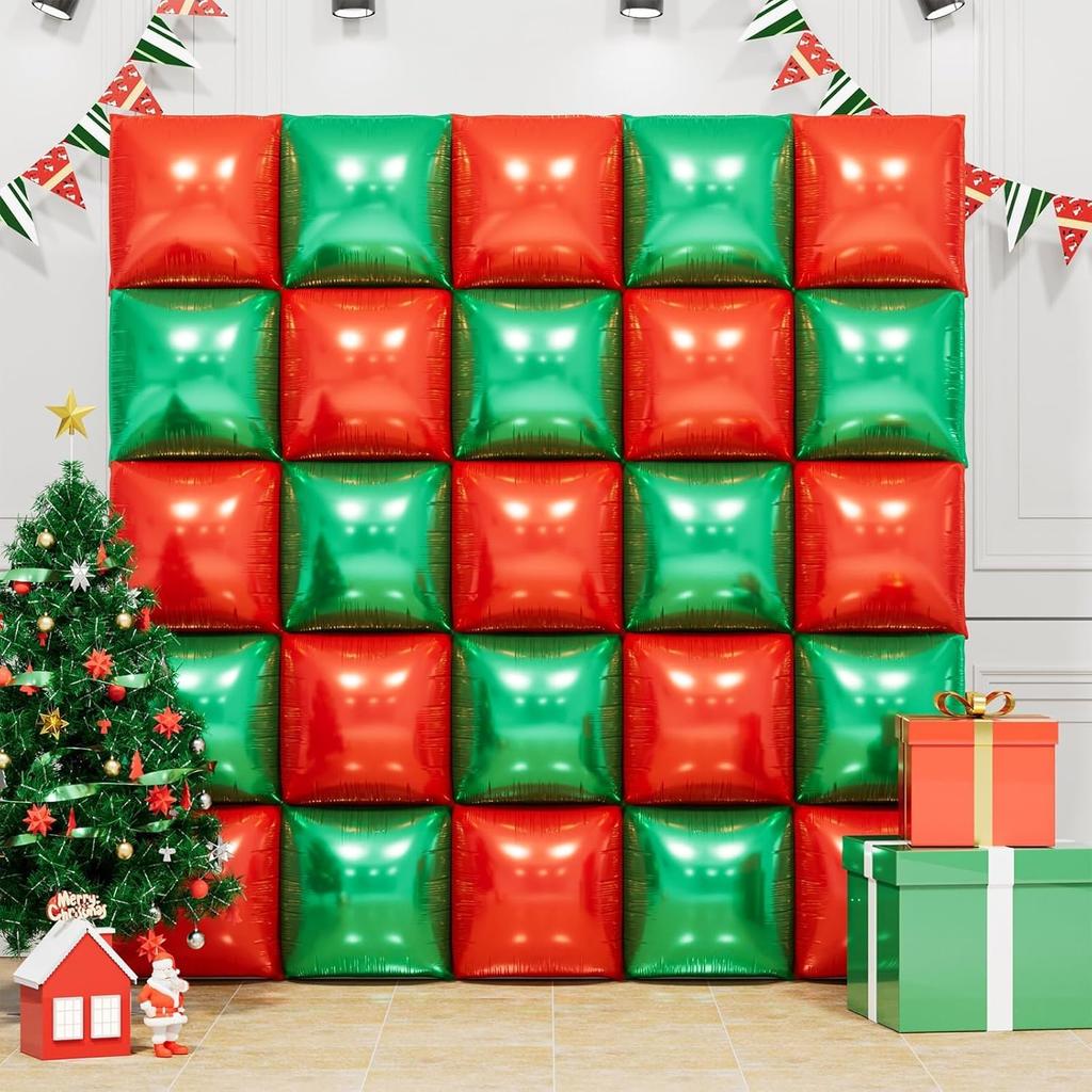 25 Pieces of Double-Sided Square Aluminum Foil Balloon Walls for Anniversary Wedding Season Valentine's Day Birthday Party