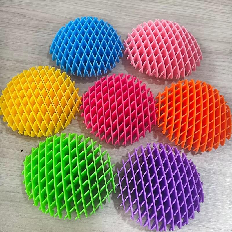 Rainbow Decompression Elastic Mesh Deformation Worm Fingertip Sensory Puzzle Toys Healing Decompression Stretchable Small Toys