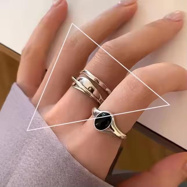 925 Silver Rings INS Fashion Hip Hop Vintage Couples Adjustable Jewelry Hollow Lines Punk Thai Silver Party