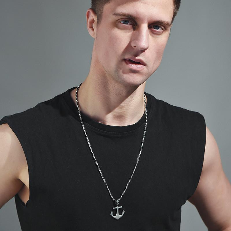 Snygg Vintage Punk Skalle Ankare Titanstål Halsband För Män Och Kvinnor Med Unik Piratskeppsdesign