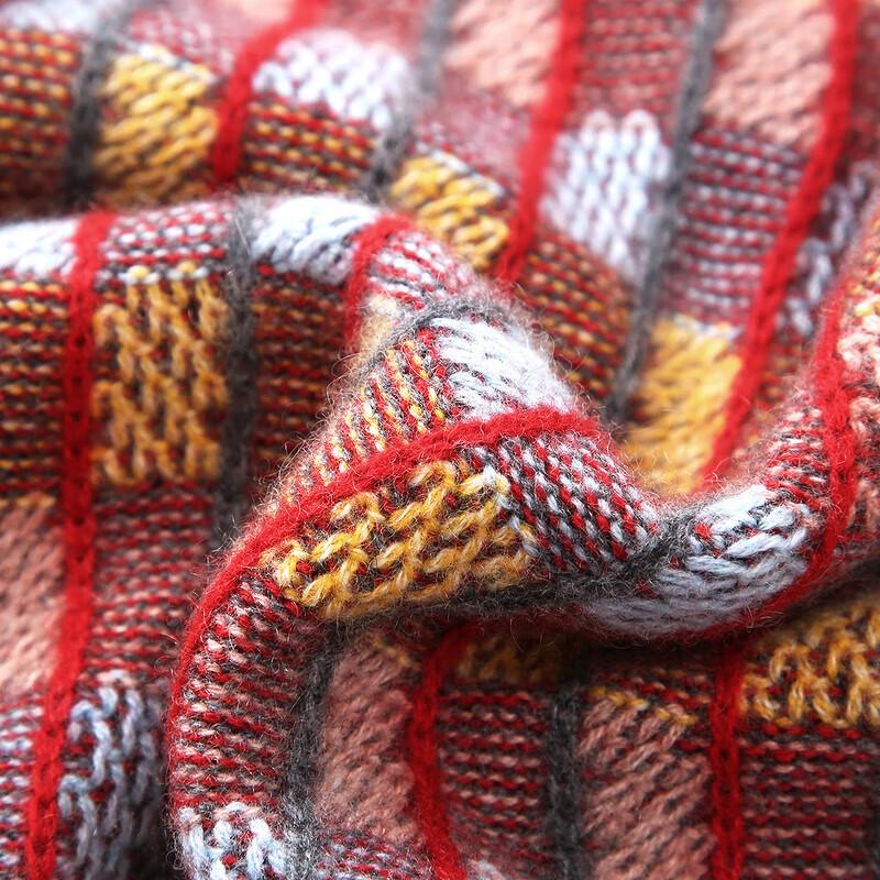 Zhaojun Women's Color Block Plaid Cashmere Sweater