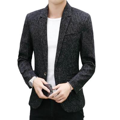 Spring Autumn Men Blazer Solid Color Turndown Collar One Button Slim Fit Korean Style Suit Jacket Streetwear