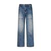 Men's Vintage Blue Wide Leg Jeans Loose Fit Straight Leg Casual Denim Trousers