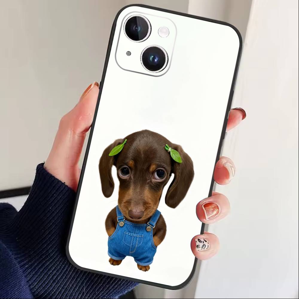 Goofy C-Dogs Big eyes Phone Case For iPhone17,16,15,14,13,12 Plus,Max Soft Silicone Black Cover