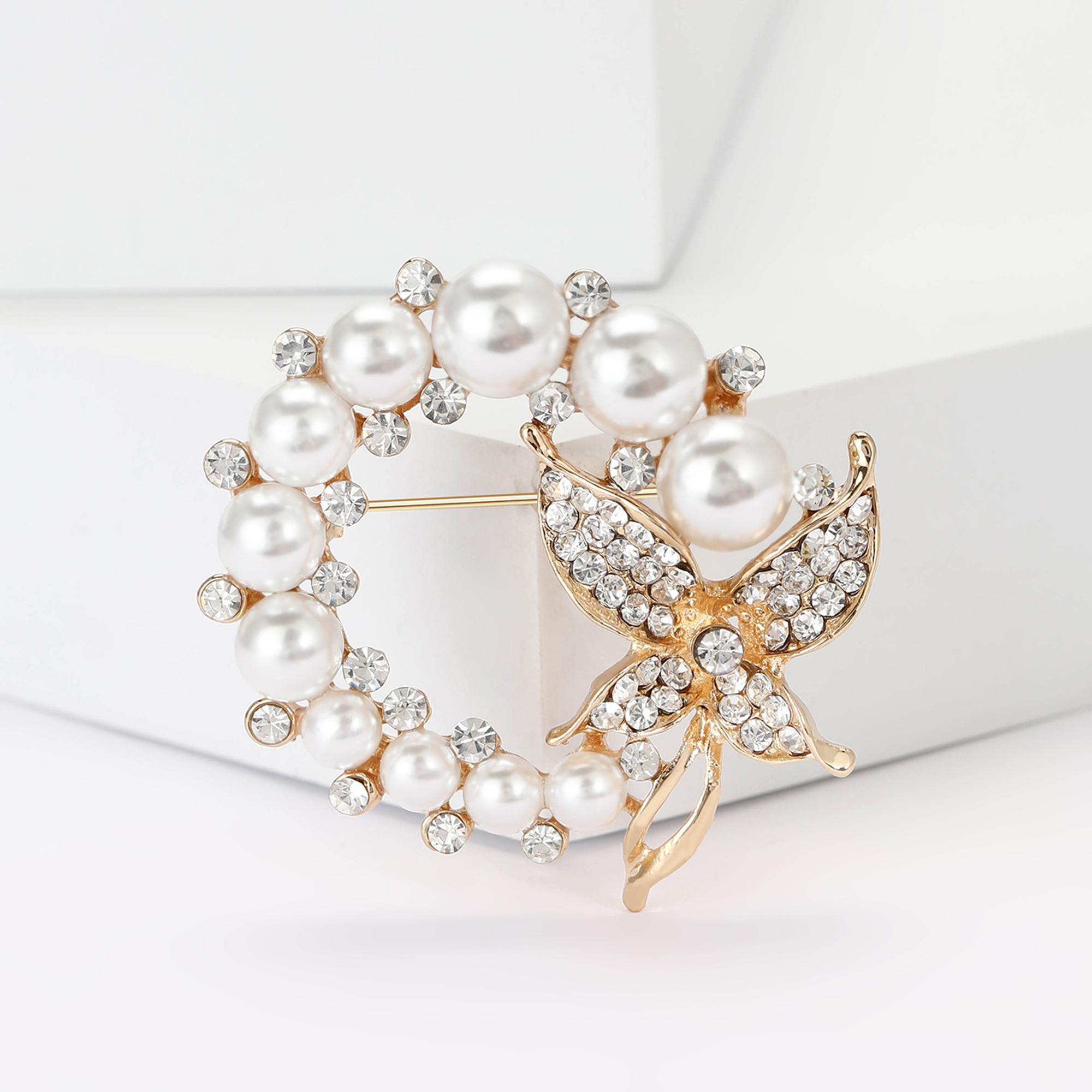 

Fashion Pearl Bowknot Brooches for Women Unisex Round Pins Friend Event Party New Gifts Jewelry Decoration Accessories