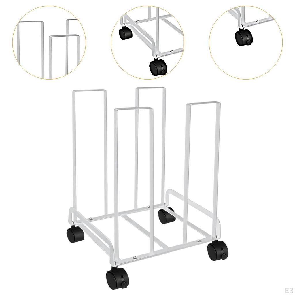 Carton Storage Rack Cart with Wheels 31cmx26x43.5cm Multipurpose Metal Frame Mobile Cardboard Stand