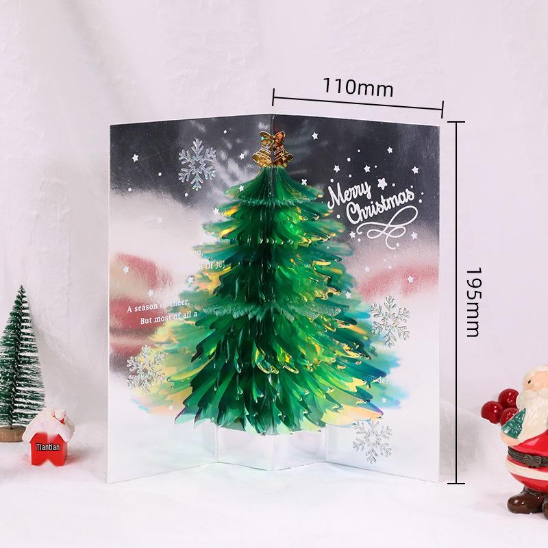 Sparkling Dreamy Christmas Tree Pop-up Greeting Card - Festive Blessing Gift