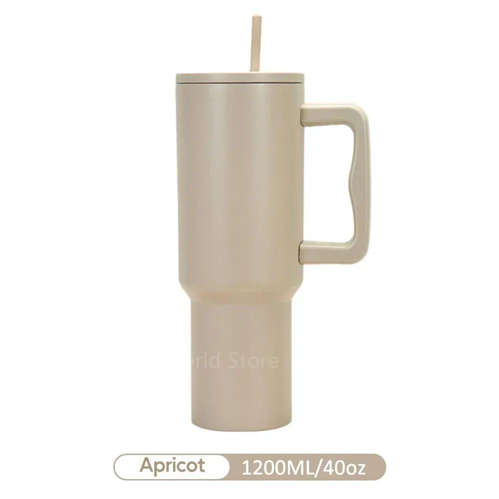 40oz Stainless Steel Vacuum Thermos Tumbler - Leak-Proof Mug with Handle Lid & Straw Keep Cold/Hot for Travel Car Coffee Drinks