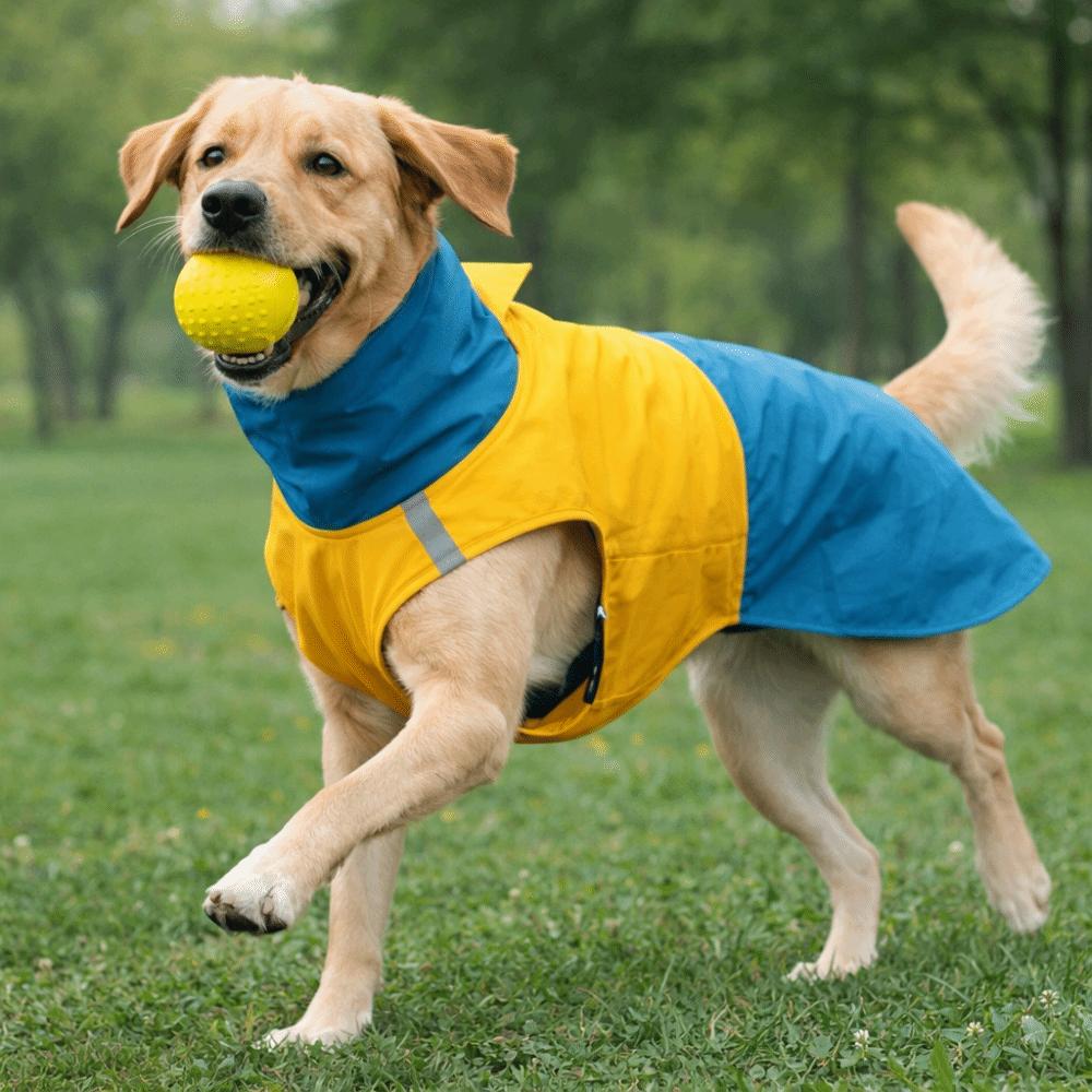 Adjustable Dog Rain Jacket Windproof Turtleneck Waterproof Cloak Leash Hole Reflective Stripe Pet Waterproof Clothes Outdoor